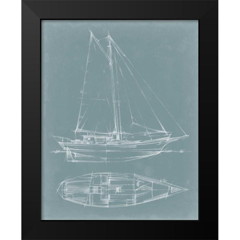 Yacht Sketches III Black Modern Wood Framed Art Print by Harper, Ethan