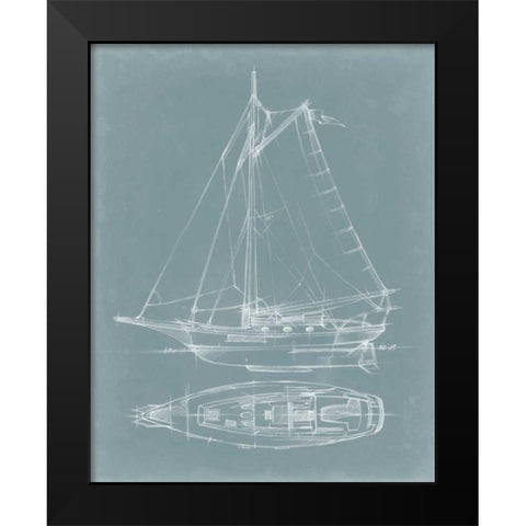 Yacht Sketches IV Black Modern Wood Framed Art Print by Harper, Ethan