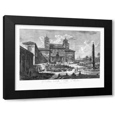 Veduta della Villa Medici Black Modern Wood Framed Art Print with Double Matting by Piranesi