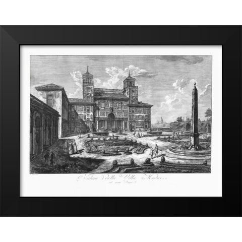 Veduta della Villa Medici Black Modern Wood Framed Art Print by Piranesi