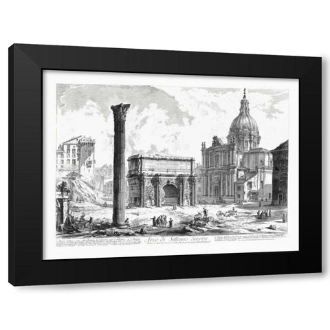 Arco de Settimo Severo Black Modern Wood Framed Art Print with Double Matting by Piranesi