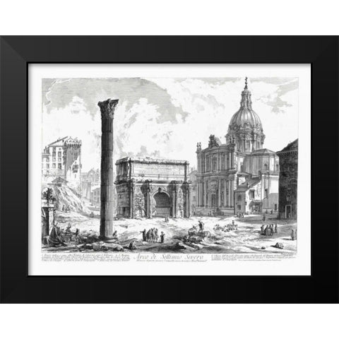Arco de Settimo Severo Black Modern Wood Framed Art Print by Piranesi