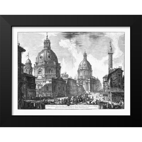 Veduta della du Chiese della Madonna Black Modern Wood Framed Art Print by Piranesi
