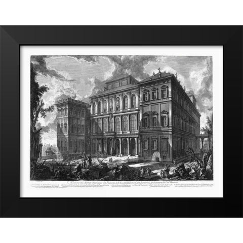 Veduta sul Monte Quirinale Black Modern Wood Framed Art Print by Piranesi