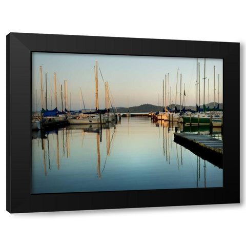 Marina Sundown II Black Modern Wood Framed Art Print with Double Matting by Head, Danny
