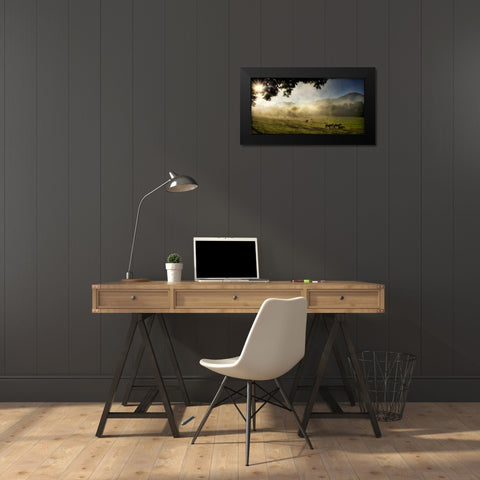 Running in the Mist Black Modern Wood Framed Art Print by Head, Danny