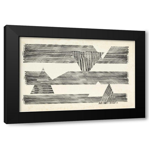 Stagger Triangles II Black Modern Wood Framed Art Print with Double Matting by Goldberger, Jennifer