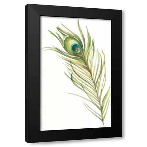 Watercolor Peacock Feather I Black Modern Wood Framed Art Print with Double Matting by Harper, Ethan