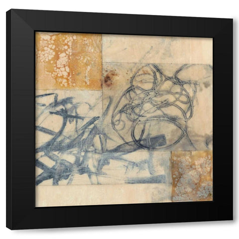 Indigo Strings II Black Modern Wood Framed Art Print with Double Matting by Goldberger, Jennifer