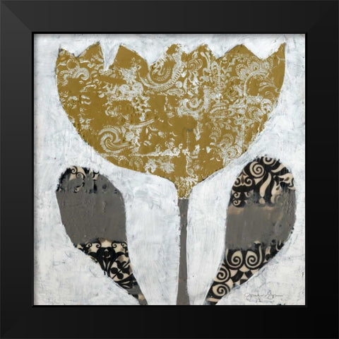 Folk Flowers I Black Modern Wood Framed Art Print by Goldberger, Jennifer