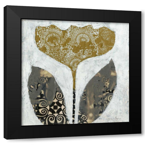 Folk Flowers IV Black Modern Wood Framed Art Print by Goldberger, Jennifer