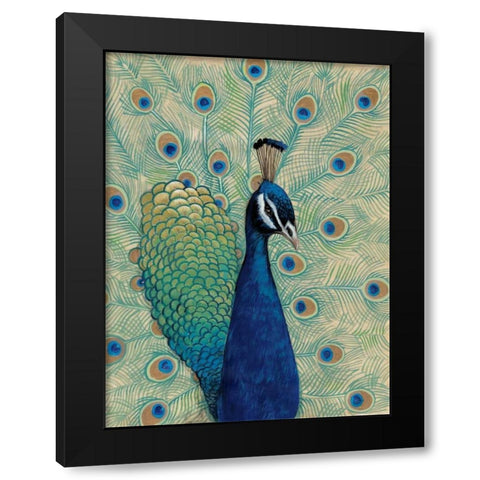 Blue Peacock I Black Modern Wood Framed Art Print with Double Matting by OToole, Tim