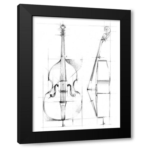 Bass Sketch Black Modern Wood Framed Art Print by Harper, Ethan