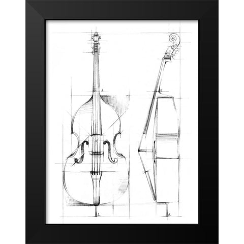 Bass Sketch Black Modern Wood Framed Art Print by Harper, Ethan