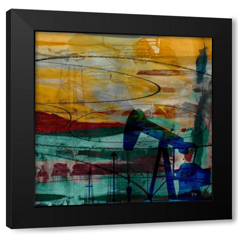 Oil Rig Abstract Black Modern Wood Framed Art Print by Jasper, Sisa