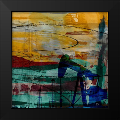 Oil Rig Abstract Black Modern Wood Framed Art Print by Jasper, Sisa