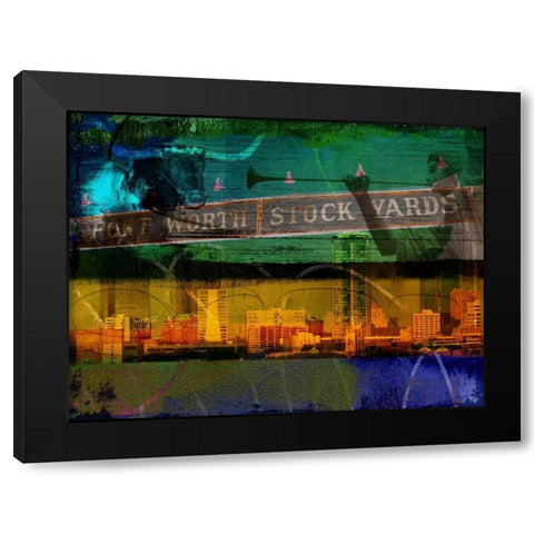 Ft. Worth Collage Black Modern Wood Framed Art Print with Double Matting by Jasper, Sisa