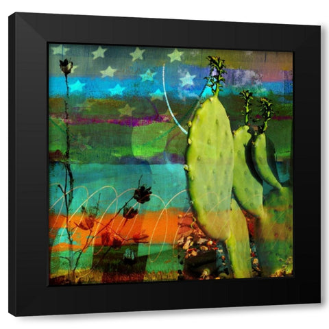 Cactus and Flag Collage Black Modern Wood Framed Art Print with Double Matting by Jasper, Sisa