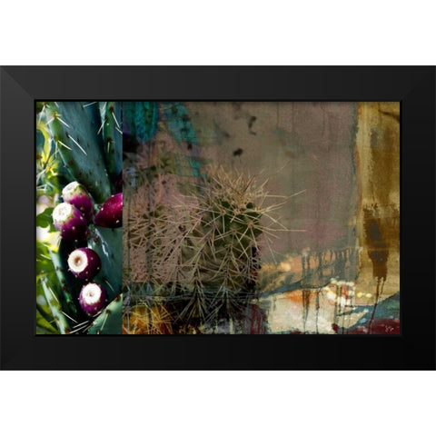 Texas Cactus Collage Black Modern Wood Framed Art Print by Jasper, Sisa