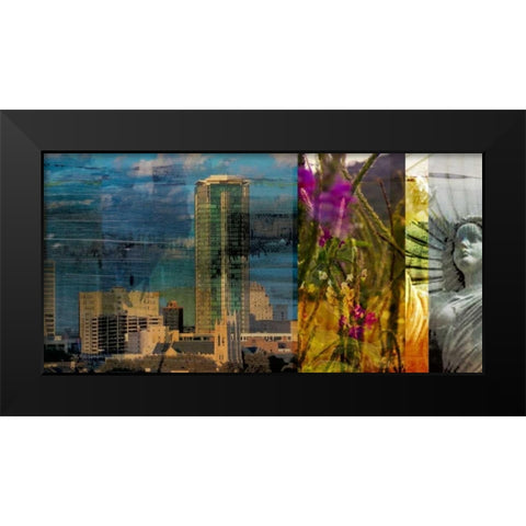 Fort Worth Collage II Black Modern Wood Framed Art Print by Jasper, Sisa