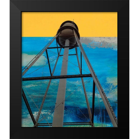 Water Tower Abstract Black Modern Wood Framed Art Print by Jasper, Sisa