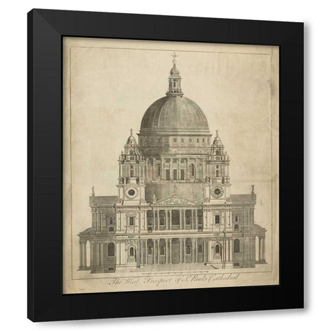 St. Pauls Cathedral Black Modern Wood Framed Art Print with Double Matting by Unknown