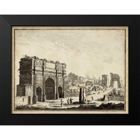 Roman Antiquities II Black Modern Wood Framed Art Print by Unknown