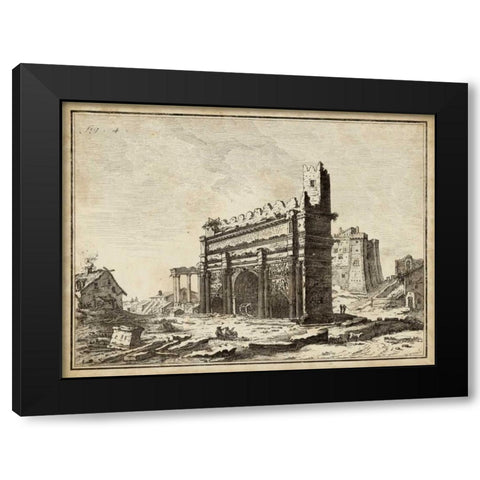 Roman Antiquities IV Black Modern Wood Framed Art Print with Double Matting by Unknown