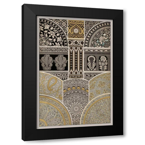 Ornament in Gold and Silver I Black Modern Wood Framed Art Print by Vision Studio