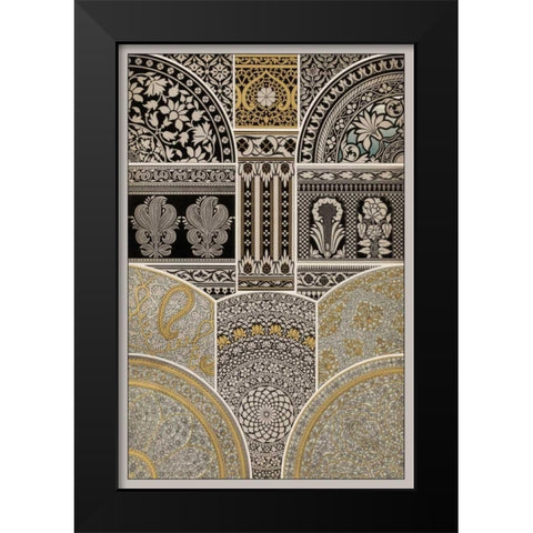 Ornament in Gold and Silver I Black Modern Wood Framed Art Print by Vision Studio