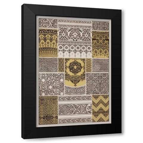 Ornament in Gold and Silver II Black Modern Wood Framed Art Print by Vision Studio