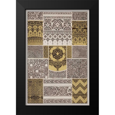 Ornament in Gold and Silver II Black Modern Wood Framed Art Print by Vision Studio