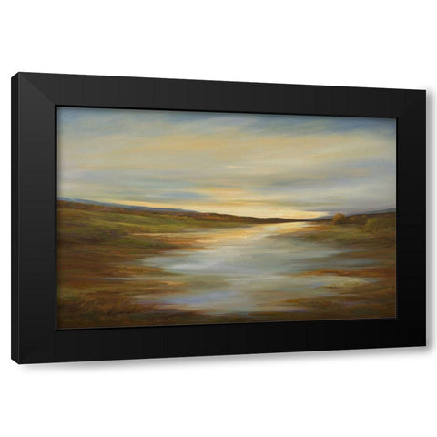 Meadow Sunset Black Modern Wood Framed Art Print with Double Matting by Finch, Shiela