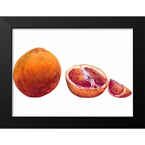 Watercolor Blood Orange Black Modern Wood Framed Art Print by Willett, Michael
