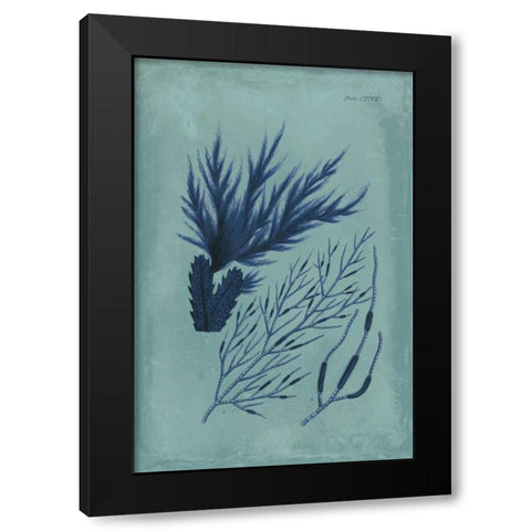 Indigo and Azure Seaweed II Black Modern Wood Framed Art Print with Double Matting by Vision Studio