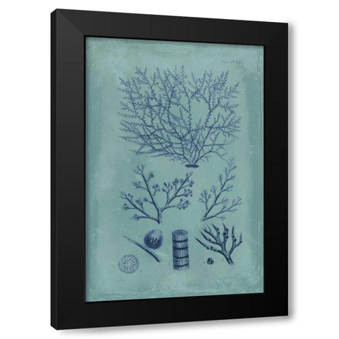 Indigo and Azure Seaweed III Black Modern Wood Framed Art Print by Vision Studio