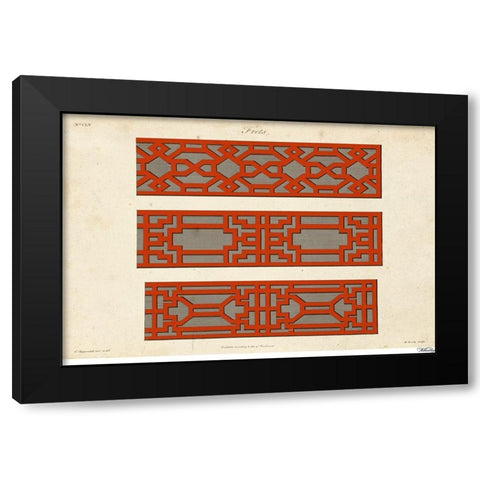 Graphic Fretwork I Black Modern Wood Framed Art Print with Double Matting by Vision Studio