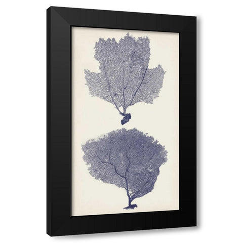 Indigo Seafans I Black Modern Wood Framed Art Print by Vision Studio