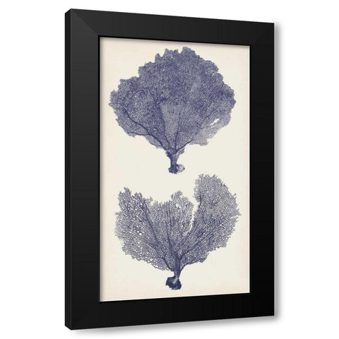 Indigo Seafans II Black Modern Wood Framed Art Print with Double Matting by Vision Studio