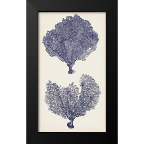 Indigo Seafans II Black Modern Wood Framed Art Print by Vision Studio