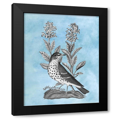 Bird on Blue I Black Modern Wood Framed Art Print by McCavitt, Naomi