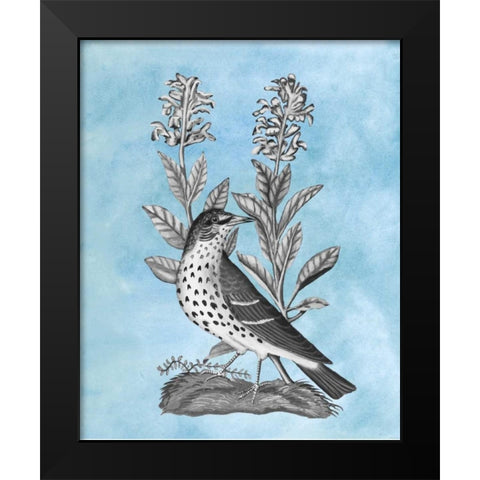 Bird on Blue I Black Modern Wood Framed Art Print by McCavitt, Naomi