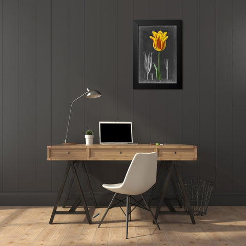 Midnight Tulip V Black Modern Wood Framed Art Print by Vision Studio