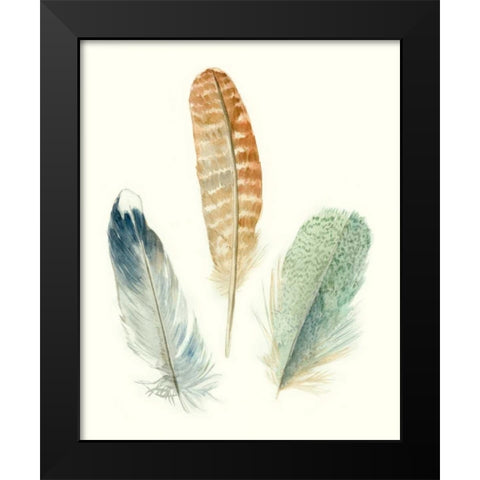 Watercolor Feathers IV Black Modern Wood Framed Art Print by Marie, Meg