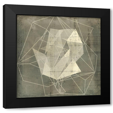 Geomolecule Blueprint II Black Modern Wood Framed Art Print with Double Matting by Goldberger, Jennifer