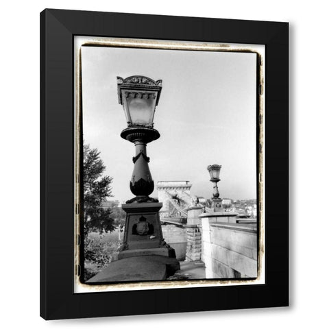 Chain Bridge over the Danube River Black Modern Wood Framed Art Print with Double Matting by DeNardo, Laura