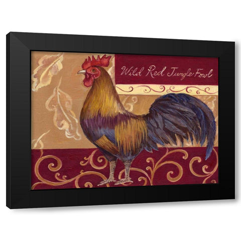 Rustic Roosters II Black Modern Wood Framed Art Print with Double Matting by Kasun, Theresa