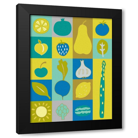 Veggie Blocks I Black Modern Wood Framed Art Print with Double Matting by Zarris, Chariklia