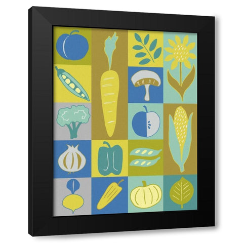 Veggie Blocks II Black Modern Wood Framed Art Print with Double Matting by Zarris, Chariklia