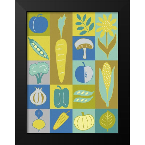 Veggie Blocks II Black Modern Wood Framed Art Print by Zarris, Chariklia